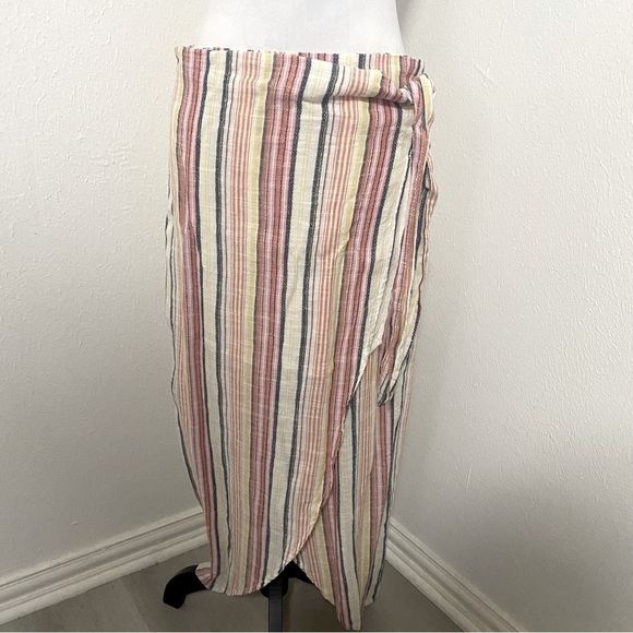 Free People Women’s Aubrey Sarong Vertical Multi Stripe High-Low Skirt Sz 12 NWT - Picture 2 of 12